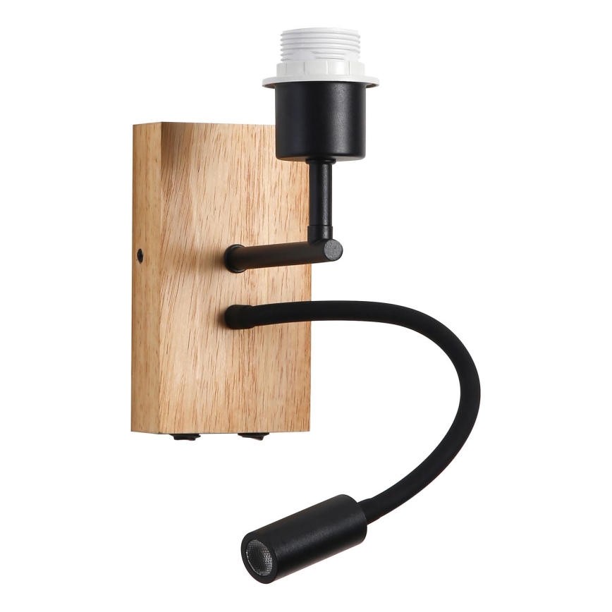 Brilagi - Aplique LED flexible NUBILA WOOD 1xE27/25W/230V + LED/3W roble/negro