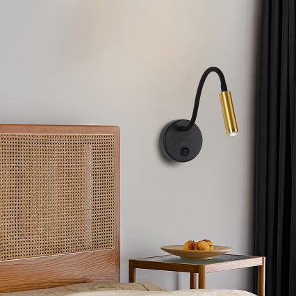 Brilagi - Aplique LED flexible regulable MAYA 1xG9/4W/230V negro/dorado 2700-6500K Wi-Fi Tuya