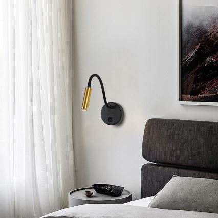 Brilagi - Aplique LED flexible regulable MAYA 1xG9/4W/230V negro/dorado 2700-6500K Wi-Fi Tuya