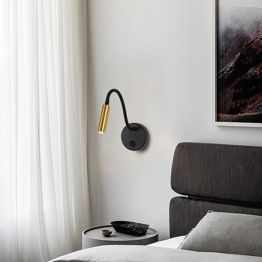 Brilagi - Aplique LED flexible regulable MAYA 1xG9/4W/230V negro/dorado 2700-6500K Wi-Fi Tuya