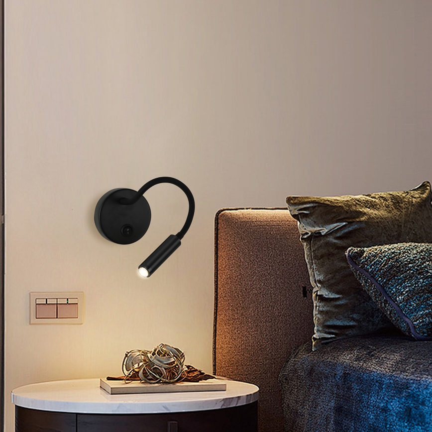 Brilagi - Aplique LED flexible regulable MAYA 1xG9/4W/230V negro 2700-6500K Wi-Fi Tuya