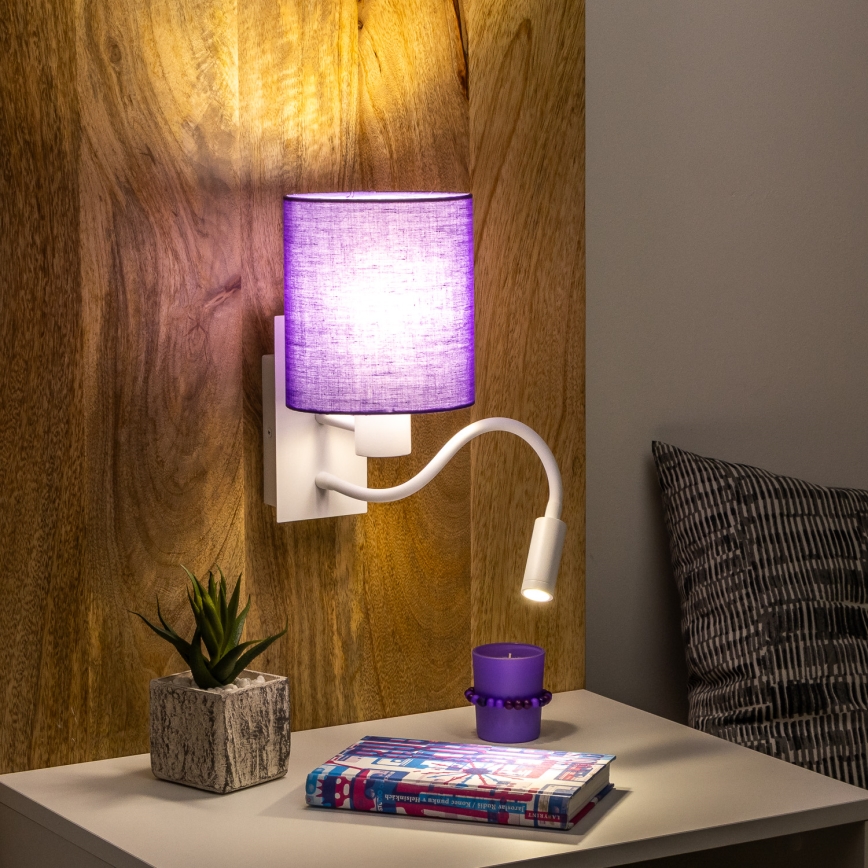 Brilagi - LED Aplique flexible NUBILA 1xE27/25W/230V + LED/3W blanco/morado