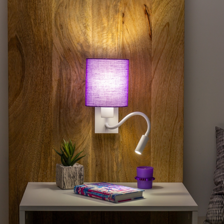 Brilagi - LED Aplique flexible NUBILA 1xE27/25W/230V + LED/3W blanco/morado