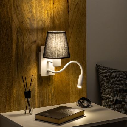 Brilagi - LED Aplique flexible NUBILA 1xE27/25W/230V + LED/3W blanco/negro
