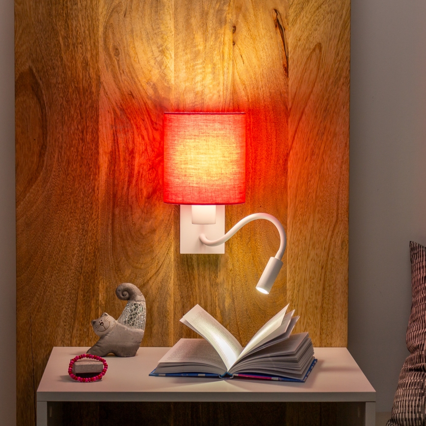 Brilagi - LED Aplique flexible NUBILA 1xE27/25W/230V + LED/3W blanco/rosa