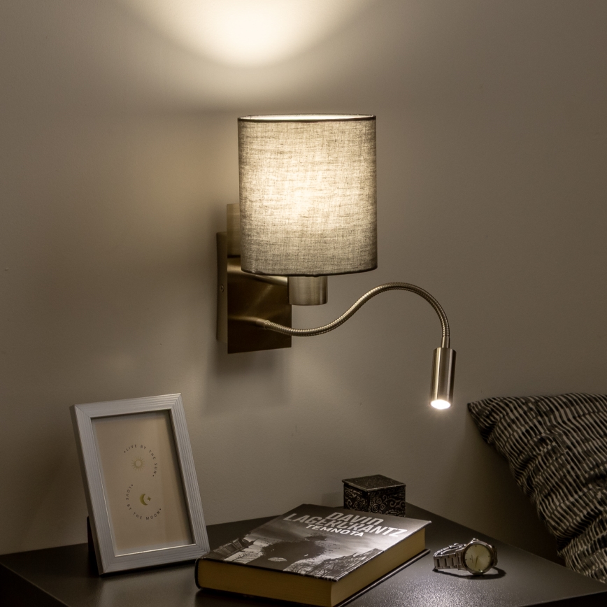 Brilagi - LED Aplique flexible NUBILA 1xE27/25W/230V + LED/3W cromo mate/antracita