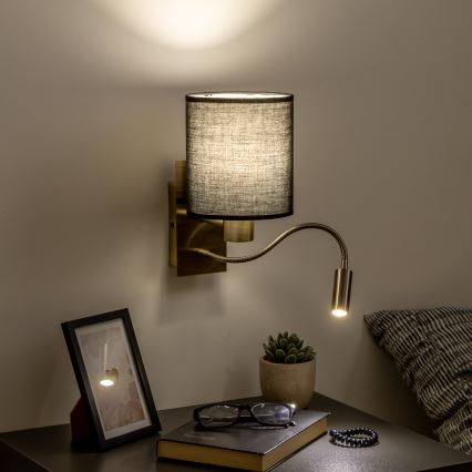 Brilagi - LED Aplique flexible NUBILA 1xE27/25W/230V + LED/3W latón/negro