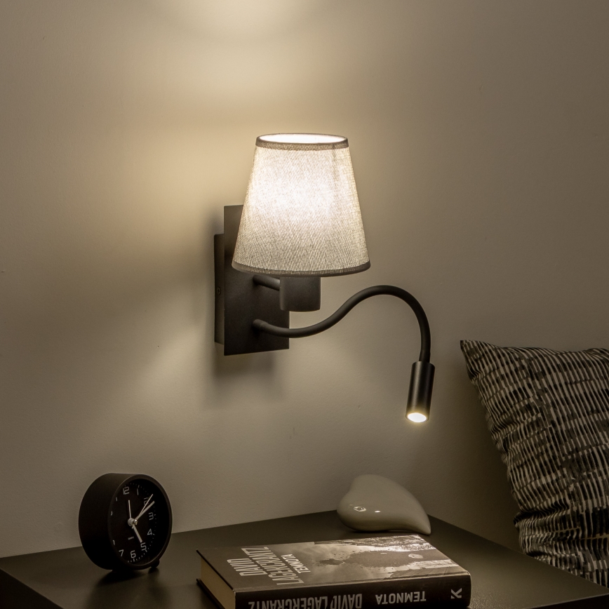 Brilagi - LED Aplique flexible NUBILA 1xE27/25W/230V + LED/3W negro/gris