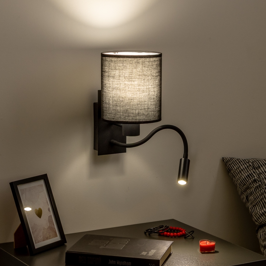 Brilagi - LED Aplique flexible NUBILA 1xE27/25W/230V + LED/3W negro