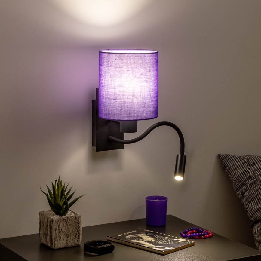 Brilagi - LED Aplique flexible NUBILA 1xE27/25W/230V + LED/3W negro/morada