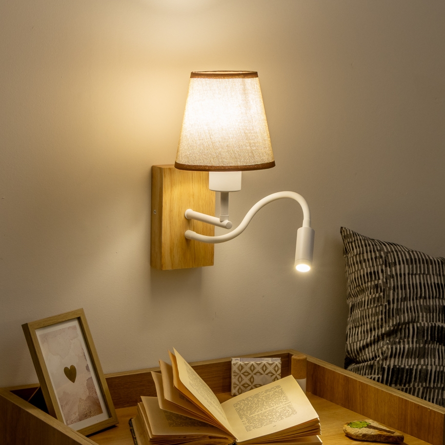 Brilagi - LED Aplique flexible NUBILA WOOD 1xE27/25W/230V + LED/3W roble/marrón