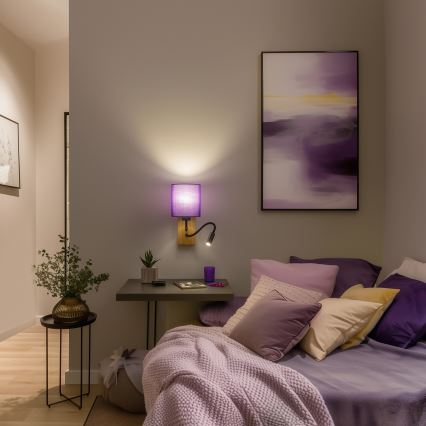 Brilagi - LED Aplique flexible NUBILA WOOD 1xE27/25W/230V + LED/3W roble/morado
