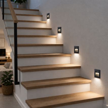 Brilagi - Luminaria LED para escalera con sensor STEP LIGHT LED/1,5W/230V IP44 negra