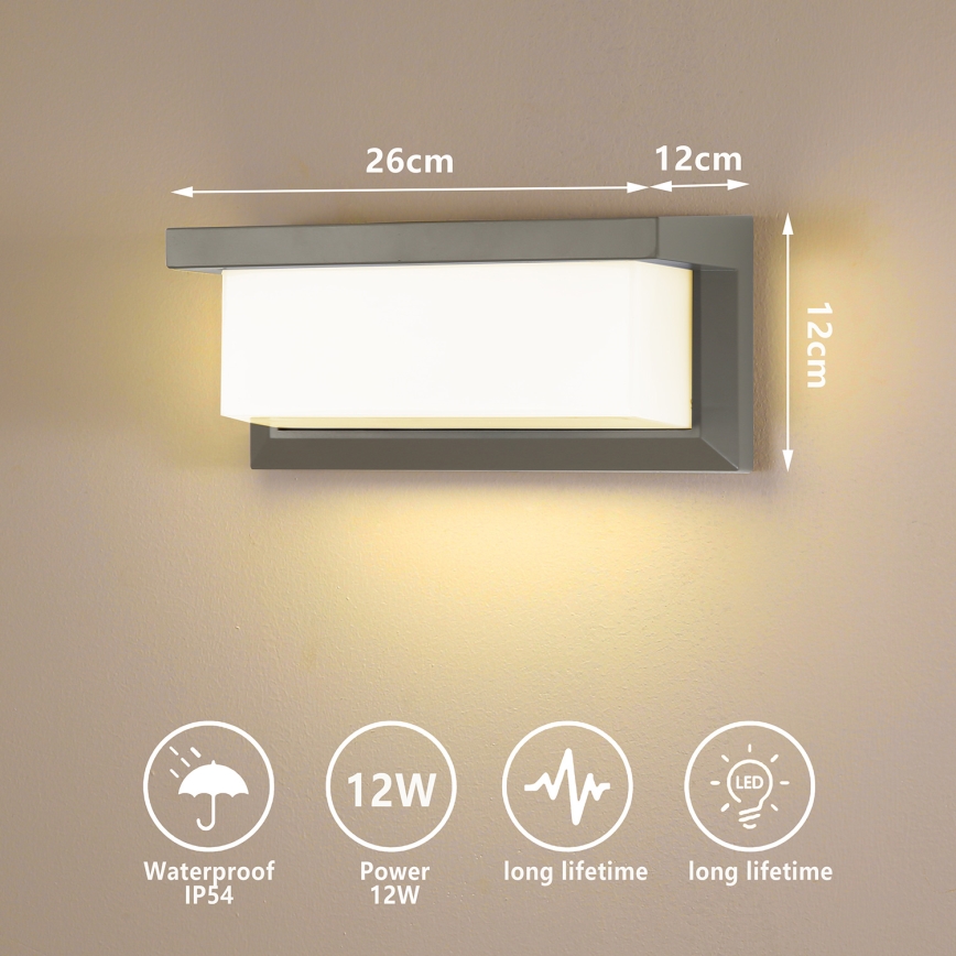 Brilagi - Aplique LED para exterior BRICKY LED/12W/230V gris IP54
