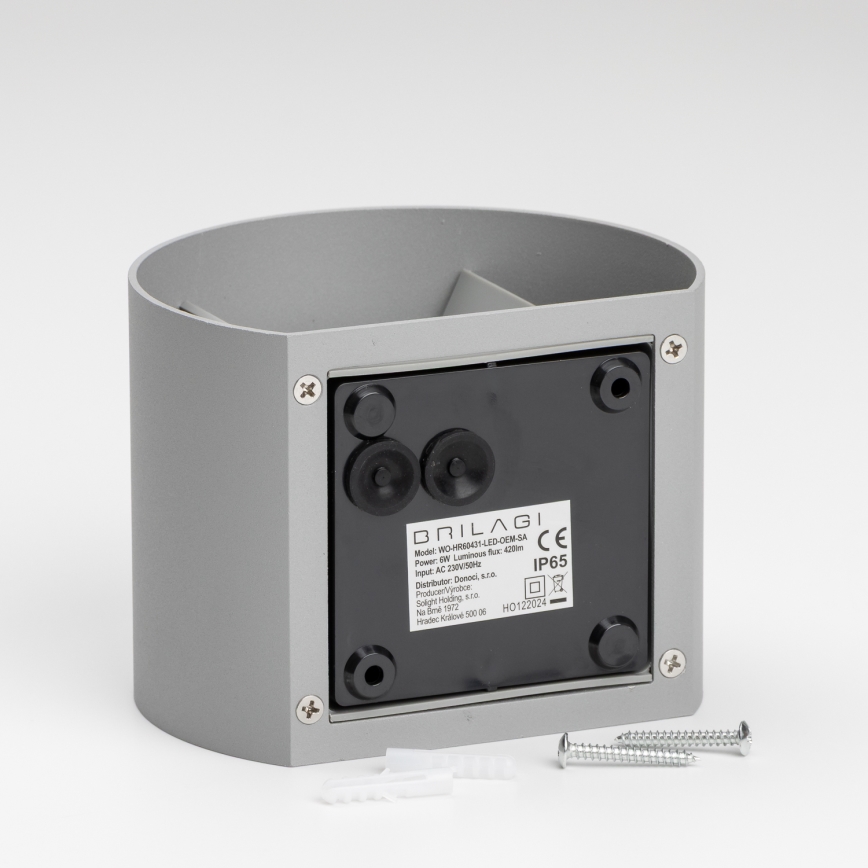 Brilagi - Aplique LED para exterior RONDO LED/6W/230V gris IP54