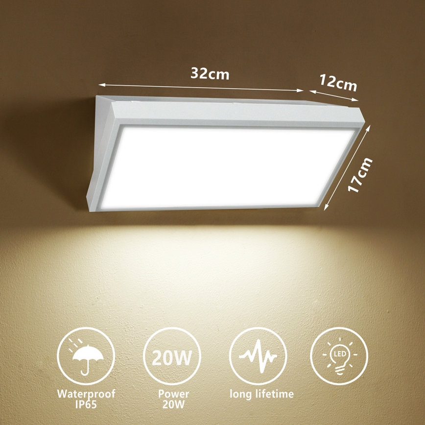 Brilagi - Aplique LED para exterior TRIANGLE LED/20W/230V blanco IP65