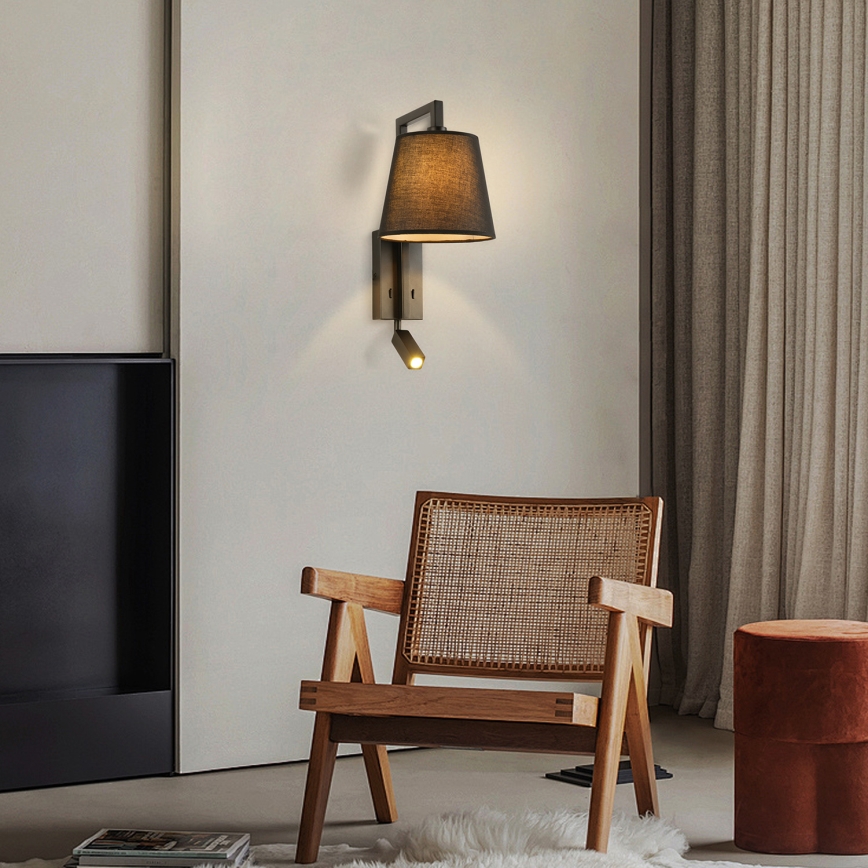 Brilagi - Aplique LED RAYA 1xE14/40W/230V + LED/3W negro