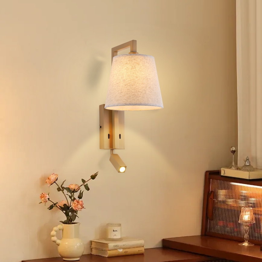 Brilagi - Aplique LED RAYAS 1xE14/40W/230V + LED/3W lino/beige