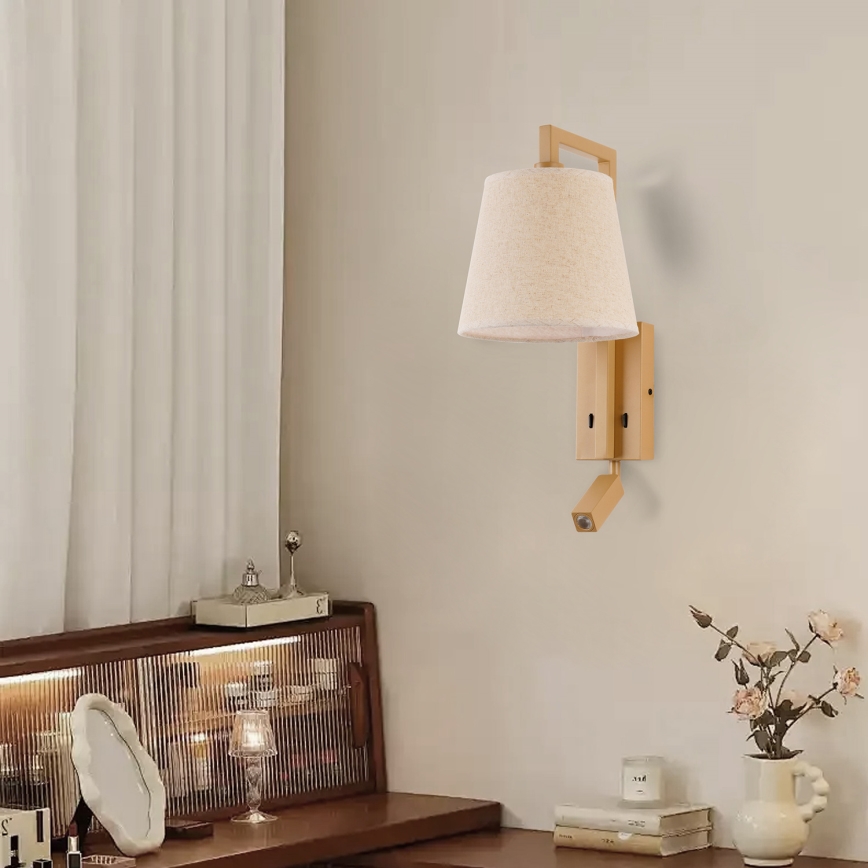 Brilagi - Aplique LED RAYAS 1xE14/40W/230V + LED/3W lino/beige