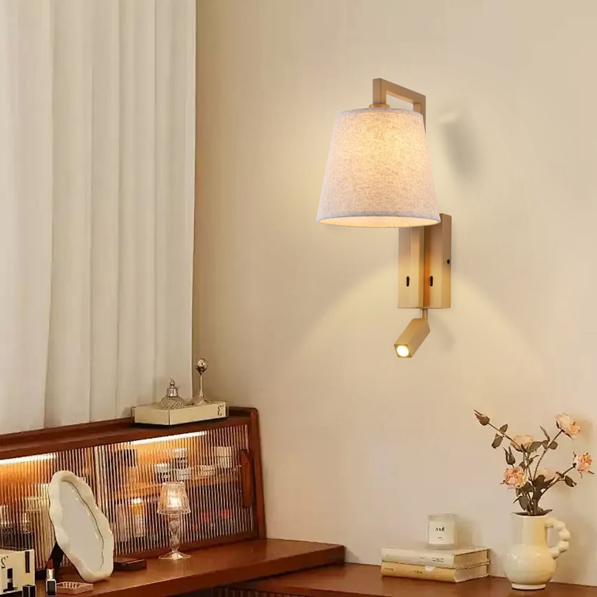 Brilagi - Aplique LED RAYAS 1xE14/40W/230V + LED/3W lino/beige