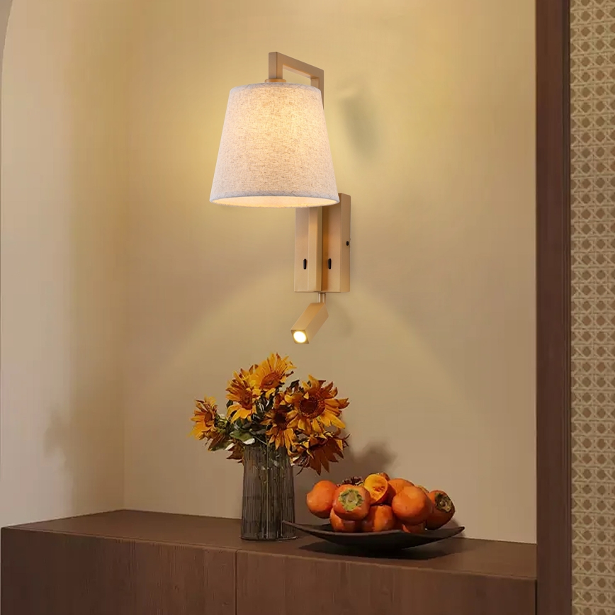 Brilagi - Aplique LED RAYAS 1xE14/40W/230V + LED/3W lino/beige