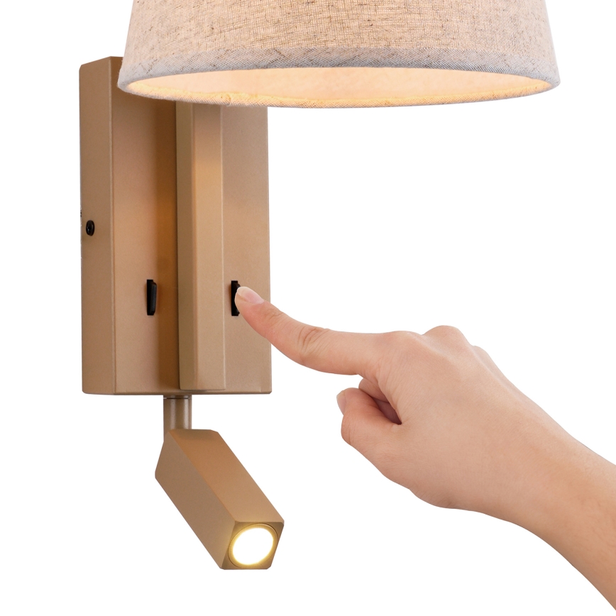 Brilagi - Aplique LED RAYAS 1xE14/40W/230V + LED/3W lino/beige
