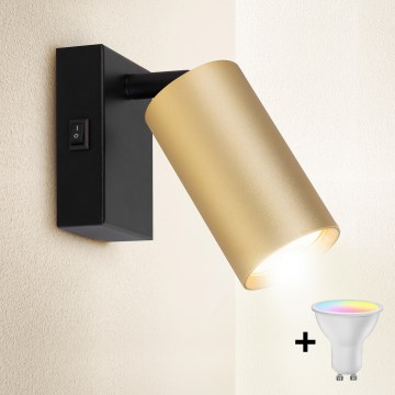 Brilagi - Aplique LED RGBW regulable de pared SELE 1xGU10/6W/230V 3000K negro/dorado