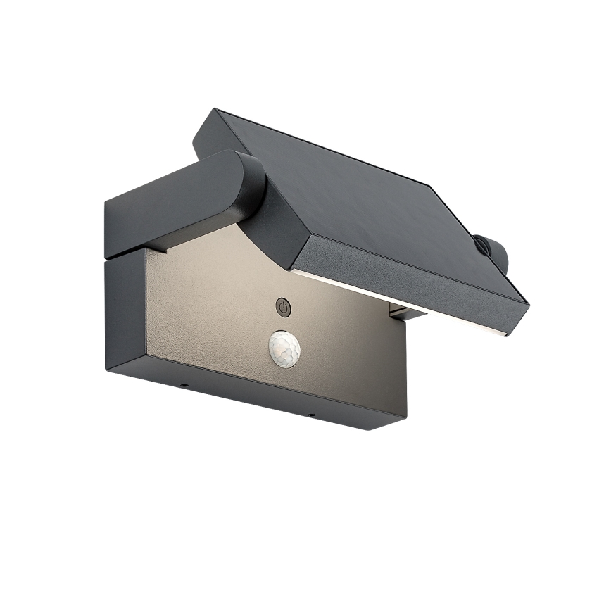 Brilagi - Aplique solar LED con sensor de movimiento y crepuscular ANKLE LED/10W/3,7V 3000 mAh 4000K IP65 antracita