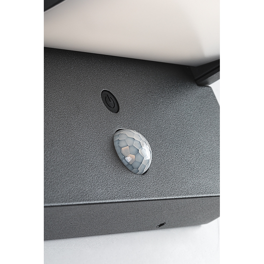 Brilagi - Aplique solar LED con sensor de movimiento y crepuscular ANKLE LED/10W/3,7V 3000 mAh 4000K IP65 antracita