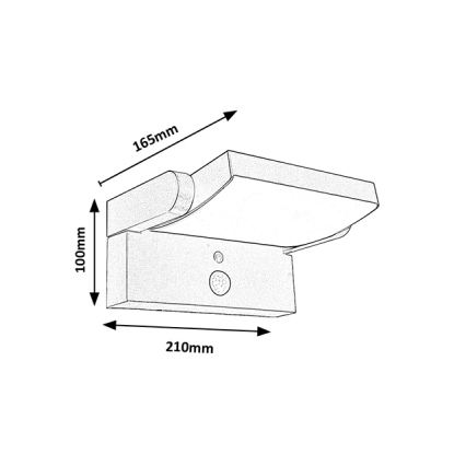 Brilagi - Aplique solar LED con sensor de movimiento y crepuscular ANKLE LED/10W/3,7V 3000 mAh 4000K IP65 antracita