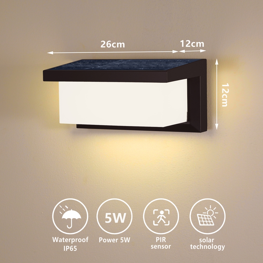 Brilagi - Aplique LED solar con sensor BRICKY LED/5W/6V 4000 mAh IP65