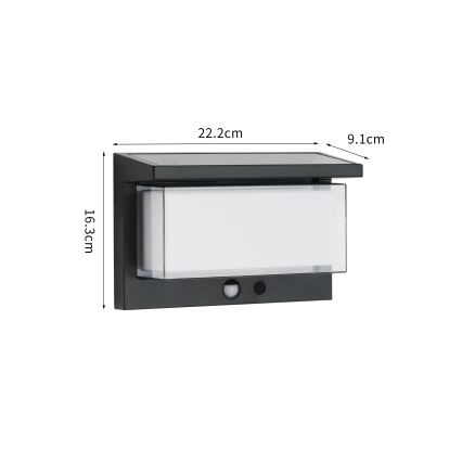 Brilagi - Aplique LED solar con sensor SOL LUME LED/10W/3,7V 4000 mAh IP44