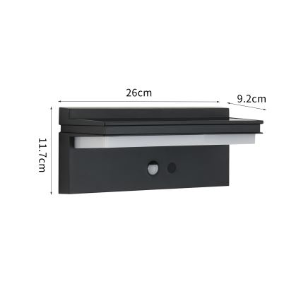 Brilagi - Aplique LED solar con sensor SOL SENSE LED/10W/3,7V 4000 mAh IP44