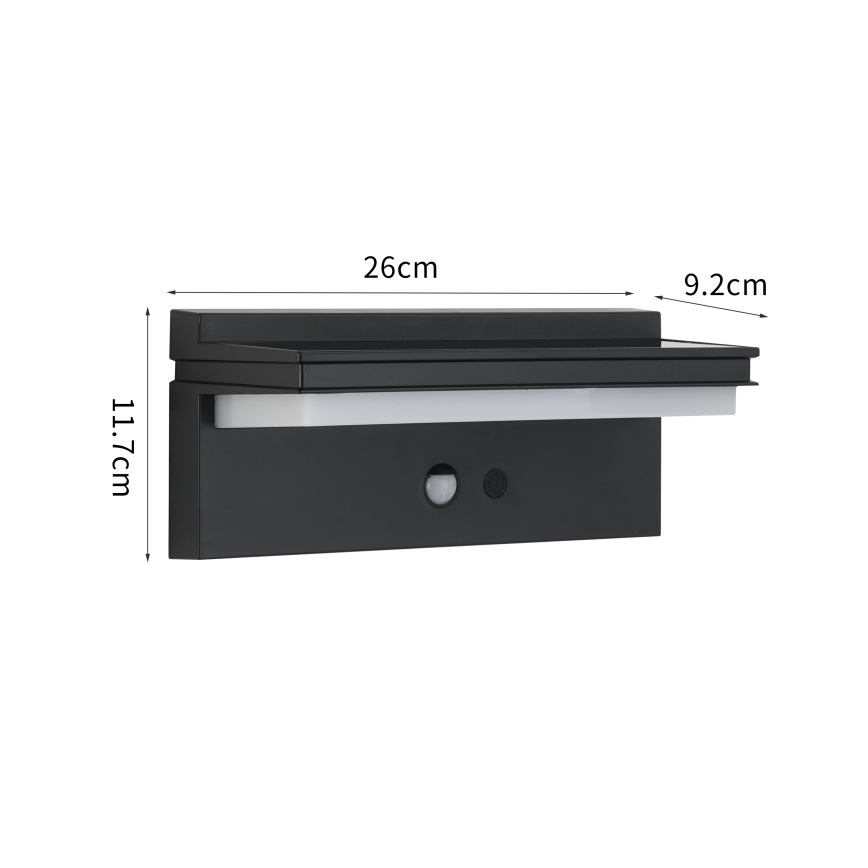 Brilagi - Aplique LED solar con sensor SOL SENSE LED/10W/3,7V 4000 mAh IP44