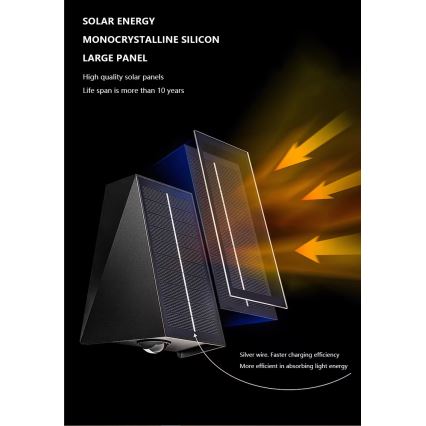 Brilagi - Aplique LED solar PYRAMID LED/2W/3,2V 1300 mAh IP54