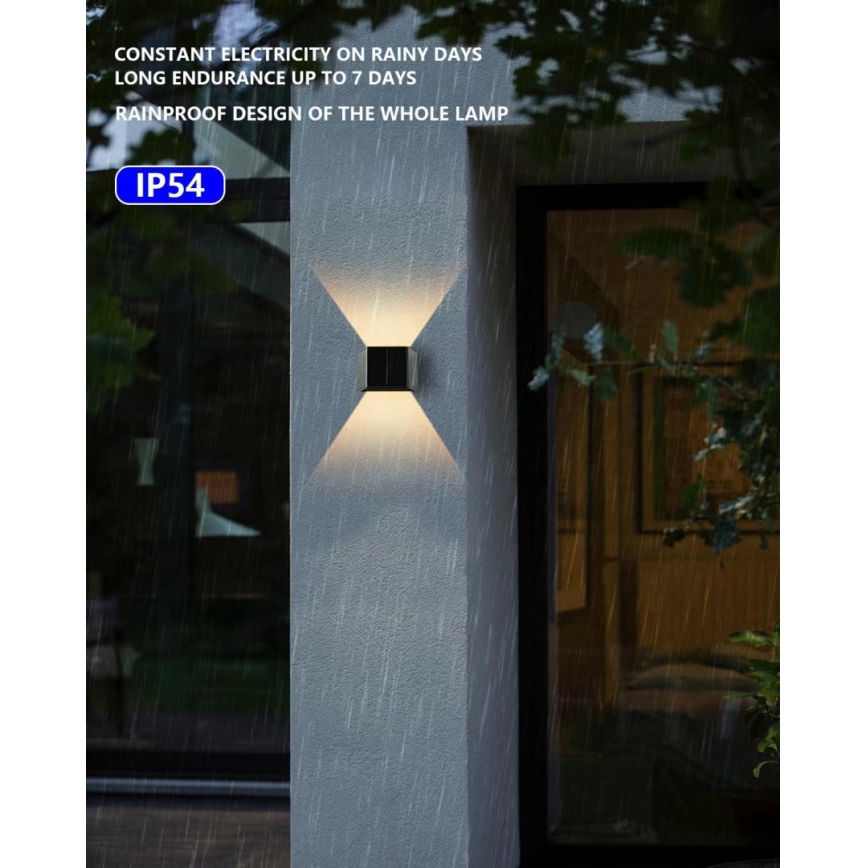 Brilagi - Aplique LED solar SOLAR CUBE LED/2W/3,2V 1300 mAh IP54