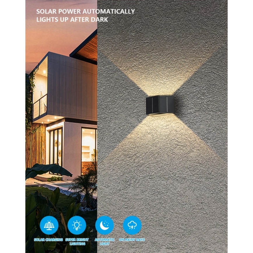 Brilagi - Aplique LED solar SOLAR CUBE LED/2W/3,2V 1300 mAh IP54
