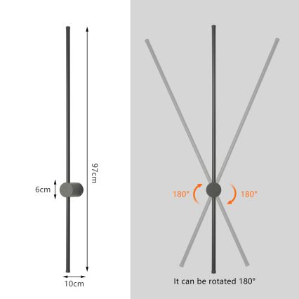 Brilagi - Aplique de pared LED para exterior AURA LED/20W/230V 4000K IP54 97 cm antracita CRI 90
