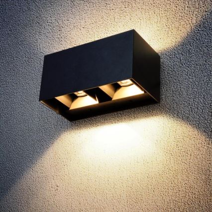Brilagi - Aplique mural LED para exterior DOUBLE CUBE LED/12W/230V negro IP65