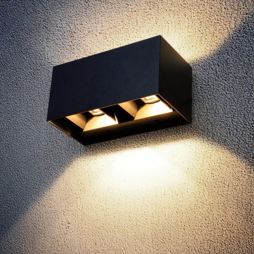 Brilagi - Aplique mural LED para exterior DOUBLE CUBE LED/12W/230V negro IP65