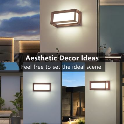 Brilagi - Aplique de pared exterior PARKER LED/12W/230V 3000/4500/6000K marrón IP44