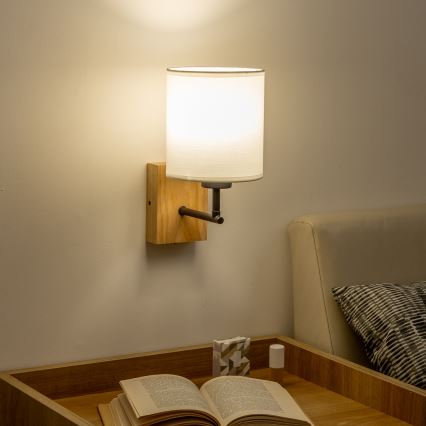 Brilagi - Aplique NUBILA WOOD 1xE27/25W/230V roble/blanco