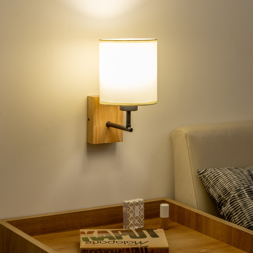 Brilagi - Aplique NUBILA WOOD 1xE27/25W/230V roble/negro/color crema
