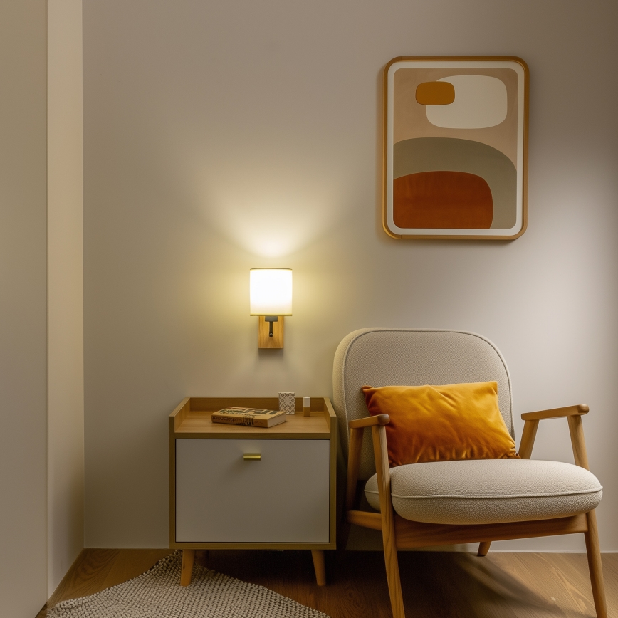 Brilagi - Aplique NUBILA WOOD 1xE27/25W/230V roble/negro/color crema