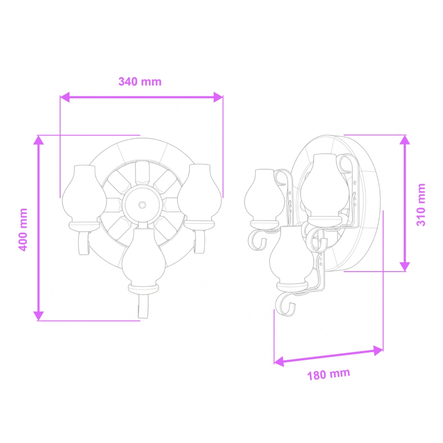 Brilagi - Aplique ROATA APLICA 3xE14/40W/230V haya