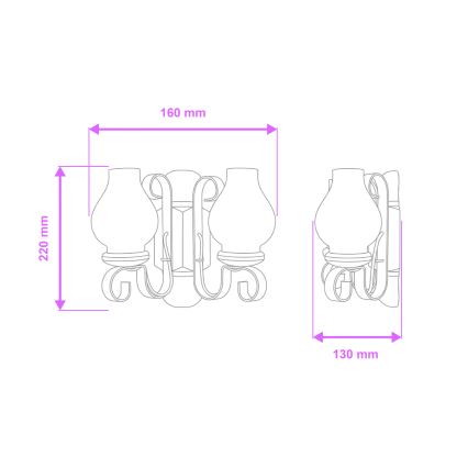 Brilagi - Aplique RUSTIC 2xE14/40W/230V haya/nogal