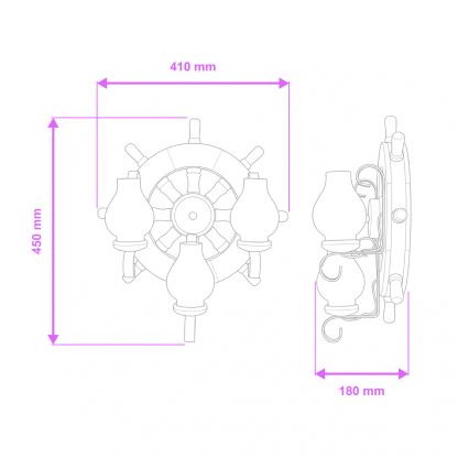 Brilagi - Aplique TIMONA 3xE14/40W/230V haya