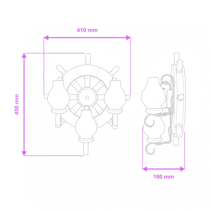 Brilagi - Aplique TIMONA 3xE14/40W/230V haya/nogal