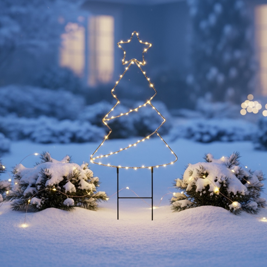 Brilagi - Árbol navideño LED para exterior, 68x29 cm, LED/3xAA, IP44