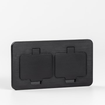 Brilagi - Base empotrada de suelo para exterior, doble, IP55, negra, rectangular